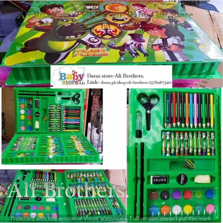 Premium Ben 10 Boys & Girls (86) Pcs Colouring Kit/Set With Fold Able Button Box