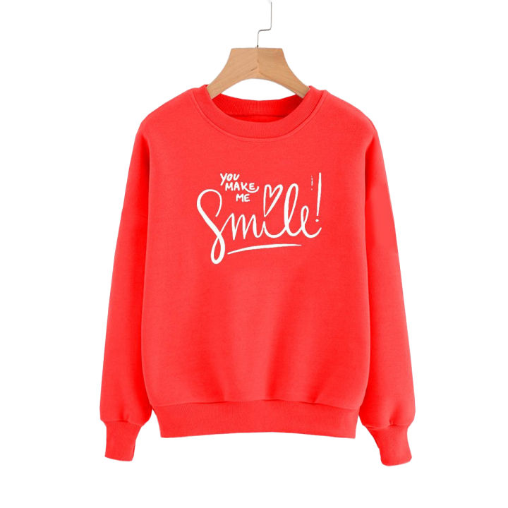 MAKE ME SMILE Round Neck Full Sleeves Sweatshirts For Both Girls/Boys