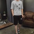 Printed T-shirt And Trouser Summer Track Suit For Men. 