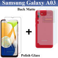 Samsung Galaxy A03 Screen Protector Polish Tempered Glass + Soft Skin Fiber Sheet Back Matte Protector For Samsung Galaxy A03. 