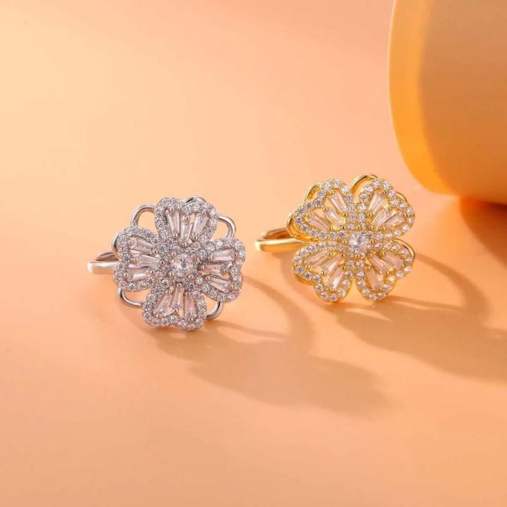 Elegant%20Crystal%20Flower%20Spinning%20Ring%20with%20Diamond%20Accents,%20Adjustable%20Size,%20Women's%20Fashion%20Jewelry%20-%20Image%202