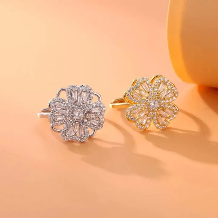 Elegant%20Crystal%20Flower%20Spinning%20Ring%20with%20Diamond%20Accents,%20Adjustable%20Size,%20Women's%20Fashion%20Jewelry%20-%20Image%202