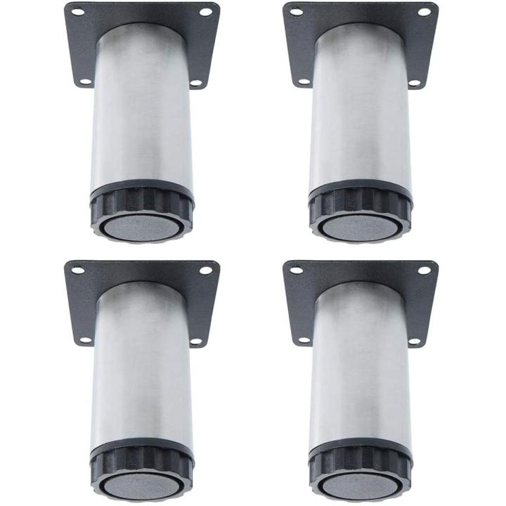 3 Inch Furniture Legs, Stainless Steel Adjustable Furniture Legs Pack of 4,  Heavy Duty Rust-Resistant Metal Feet for Sofa, Cabinets, Tables, and Bed Frames, Durable Furniture Replacement Legs for Home, Office, Kitchen, Easy Installation, Anti-Slip Design