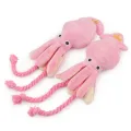 【Footprint】 Cute Squid Small Dog Toy Sound BB Plush Pet Puppy Rope Toys Pink Chew Squeak Toys For Cat. 