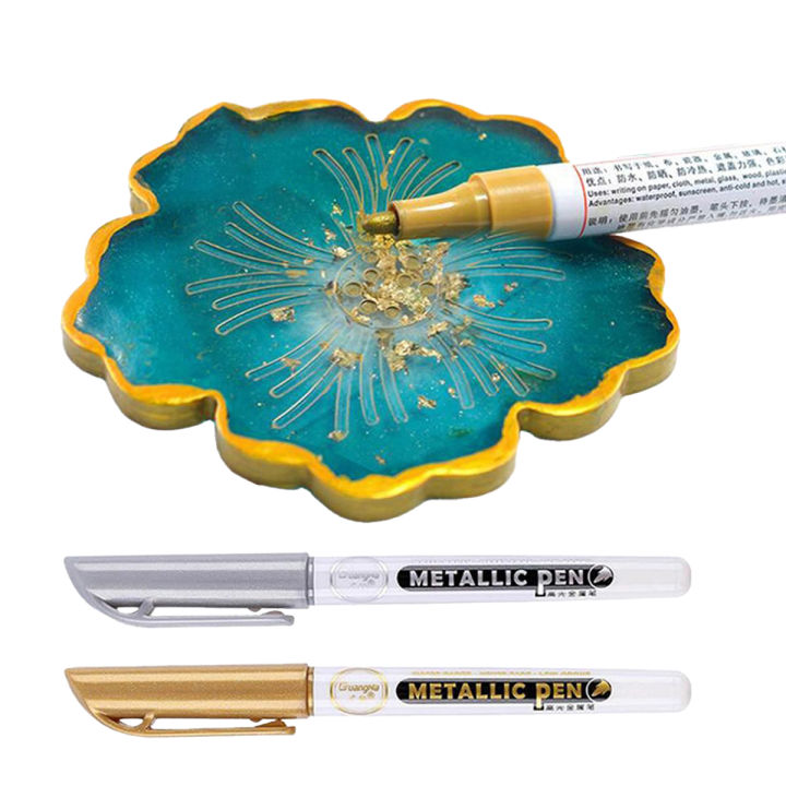 Metallic Waterproof Permanent Paint Pens DIY Epoxy Resin Craftwork Art Marker MJ