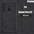 Biruiqu For Xiaomi Poco X2 Pocophone X2 Lambskin Leather Pounch Silicone Shockproof Case Slim Back Cover. 
