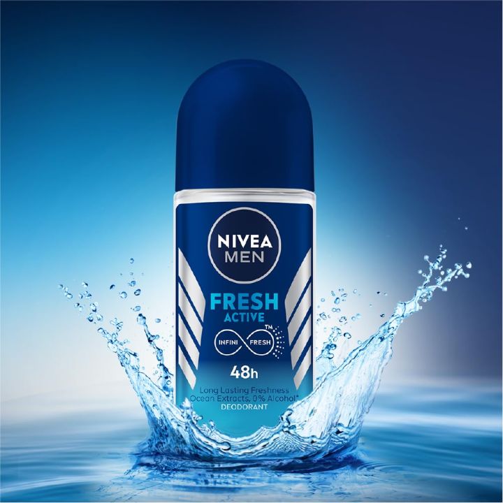 Nivia Men Roll-On Deodorant Fresh active – 50ml Long-Lasting Freshness