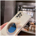For Samsung Galaxy A32 Back Cover + Bowknot Makeup Mirror Fashion Shiny Plating Square Bumper Bling Girls Phone Case Soft TPU Silicone Shockproof Back Cover. 