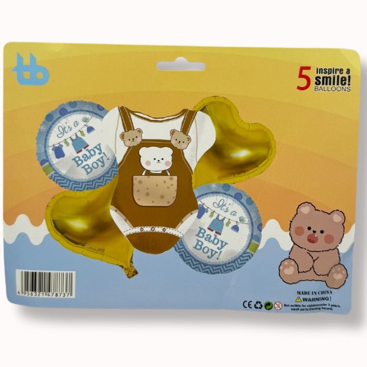 BABY BOY FOIL BALLOON SET ( PACK OF 5 FOIL BALLOONS ) BABY SHOWER BALLOON DECORATION