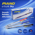 PIANO Click Sky Ball Pen – Smooth Writing Retractable Pens | Pack of 10 (Blue, Black, Red). 