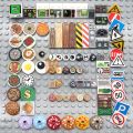 MOC City Street Figures View Printing Food Dessert Traditional Chinese Cuisine Building Blocks Monitor Eyes Briks Printed Toys. 