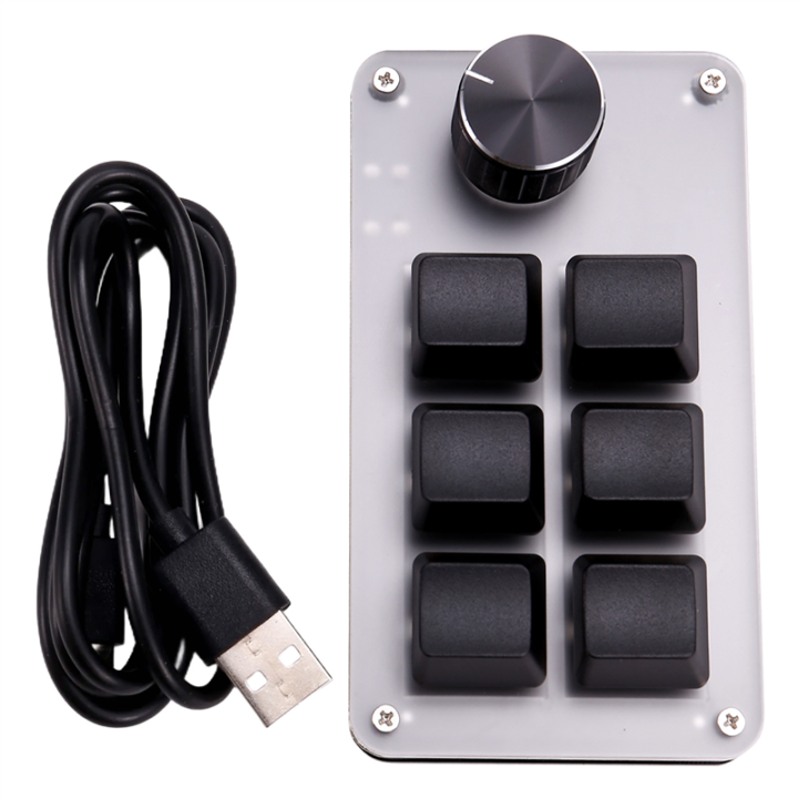 6 Key 1 Knob Copy Paste Button Wired RGB Mechanical Keyboard for Gamers/Designers/Video Editor