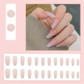 24Pcs Pink White Fake Nails with Glue DIY Wearable Nails Stylish Pattern Artificial Nails. 