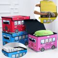 Bus Design Folding Storage Bins Quilt Basket Kid Toys Organizer Storage Boxes Cabinet Wardrobe Storage Bags. 