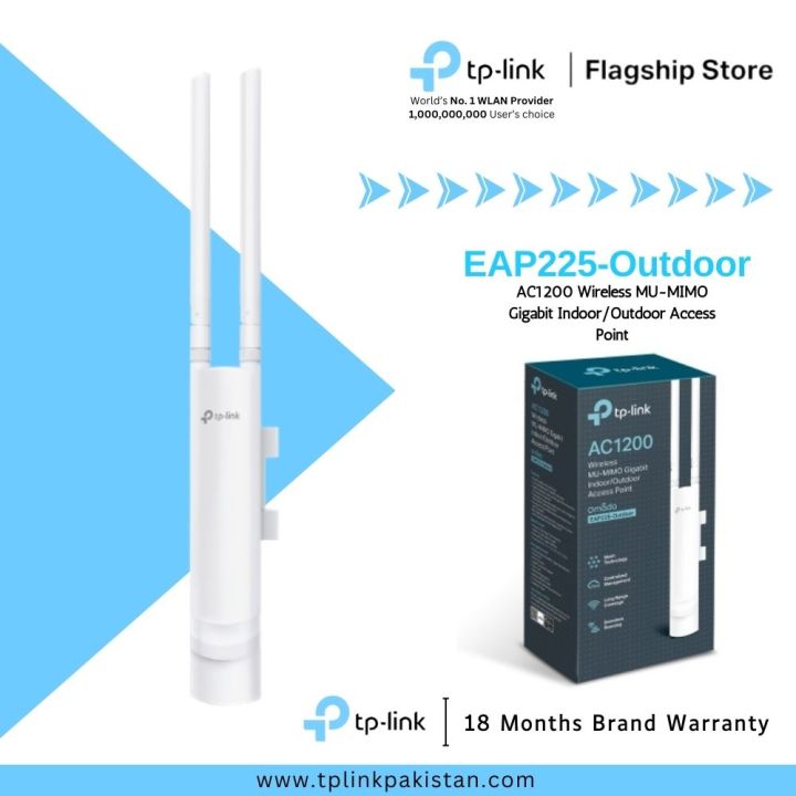 TP-Link Access Point Gigabit EAP225-Outdoor AC1200 Wireless MU-MIMO Gigabit Indoor/Outdoor Access Point - 18 Months Brand Warranty