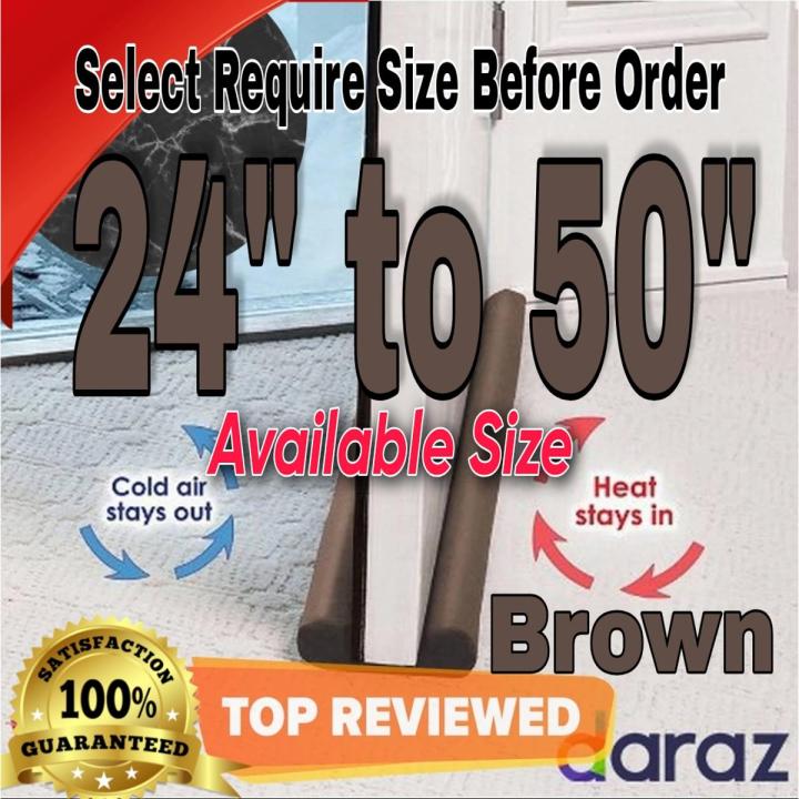 Brown Door Dust Stopper 24 inches to 50 inches Door Draft - Insect Stopper - Soundproof Door AC Door Air Stopper Door Pad Door Air Lock Wind Stopper Door Dust Draft Insulation Strip Draft Seal Door Gap Fill