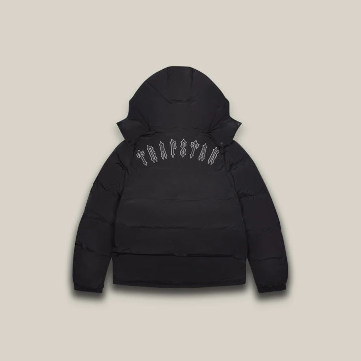 TRAPSTAR IRONGATE DETACHABLE HOOD PUFFER JACKET  BLACK FOR MEN