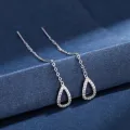 Drop Ear Line Long Hanging Earrings For Women Rose Zircon Crystal Piercing Threader Earing Ear Accessories Jewelry. 
