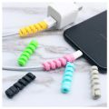 Silicon USB Cable Protector Charger Wire Saver 4 Pieces Covering Set Earphones Winder with Spiral Shape Clip for Android/Laptop/Charging Cords. 