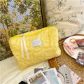Flower Cosmetic Bag Large Travel Wash Pouch Storage Bag Quilted Cotton Makeup Bag Soft Makeup Case. 