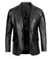 Black Leather Blazer Jacket for Men. 