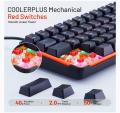 COOLERPLUS Wired Gaming Keyboard- 61 Keys Compact Mechanical Keyboard, LED Backlit, Red Switch. 