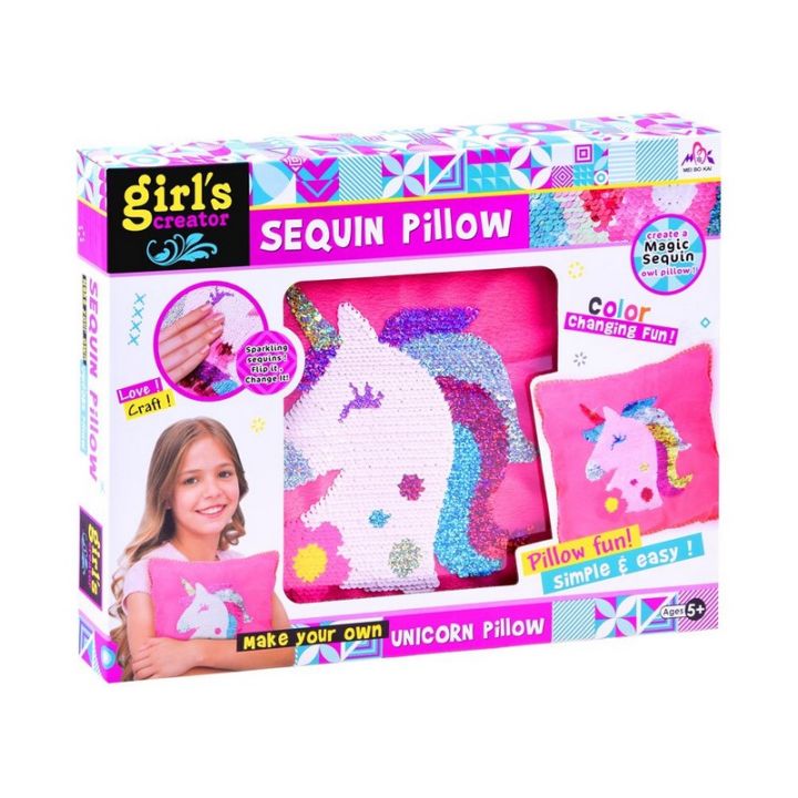 Planet T: SEQUIN UNICORN PILLOW (MBK371)