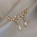 Exquisite Leaves Crystal Flower Stud Earrings Women Zircon Tassel Drop Earrings Layor. 