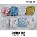 Pack of 6 Classic Cotton Bras – Multicolor Design. 