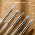 【hot】 Silicone Wooden Pole Nail Art Pen Brush Uv Gel Polish Tip 3D Image Diy Dotting Polish Brushes Sculpture Pen Diy Manicure Tool. 