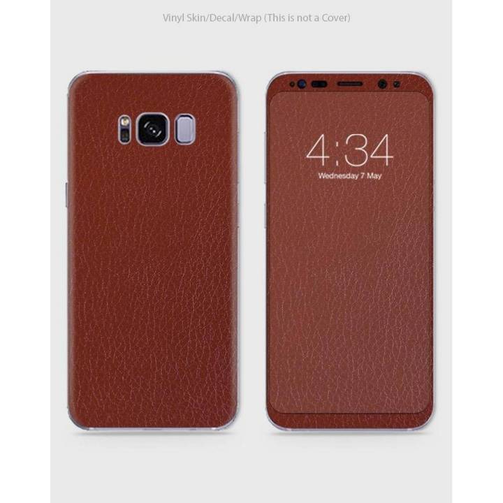 Samsung S8 Phone Skin Front Back And Sides Brown Classic Leather Texture Skin