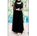 High Quality Black Pure Chiffon Unstitched Fabric for Women, Lightweight and Comfortable. 