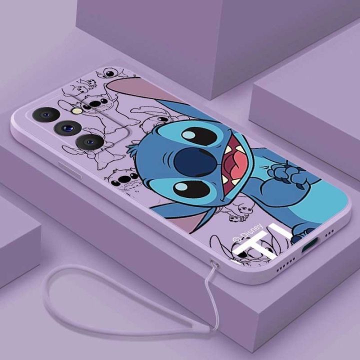 Samsung Galaxy A06 A16 Happy Stitch Soft Phone Case Smile Monster Cartoon Liquid Silicon Cover