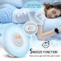 FITFORT Alarm Clock Wake Up Light-Sunrise/Sunset Simulation Table Bedside Lamp Eyes Protection [New Generation] with FM Radio, Nature Sounds and Touch Control Function (White), Green. 