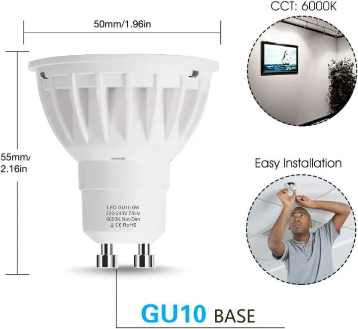 LOHAS%20GU10%20LED%20Bulbs%20Day%20White%206000K,%206W%20Equivalent%20to%2050W%20Halogen%20Light%20Bulb,%20230V,%20500Lm%20LED%20Spotlight%20Blub,%20120%20Degree%20Beam%20Angle,%20Non%20Dimmable%20Lighting%20for%20Kitchens,%20Bedrooms,%20Hallways,%2010%20Pack%20-%20Image%204