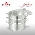 Sonex Galaxy 3-Layer Aluminum Steamer Set – High-Quality Cooking Tool. 