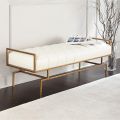 Contemporary Entryway Shoe Bench, End of Bed Lounge Living Room Footstool, Upholstered Accent Bench with Metal Base, Modern Tufted Bench-White. 