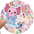 50pcs Axolotl Kawaii Stickers Mixed Cartoon Pet Salamander Decal DIY Toys Bicycle Helmet Motorcycle Skateboard Sticker for Kids Gifts Toys. 