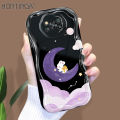 Hontinga for Xiaomi Poco X3 NFC Poco X3 Pro Back Cover Purple Moon Clouds Phone Case Texture Wavy Edge Soft Mobile Cover. 