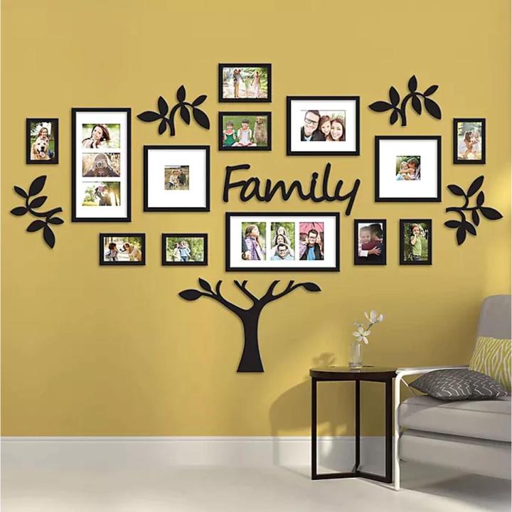 New Big Family Tree Photo Frame 3D Wooden wall Decor 3mm Thickness Wooden Wall Art - Removable Family Photo Frame Tree Wall Art Picture Home Décor - Big Family Tree with 13 Frames