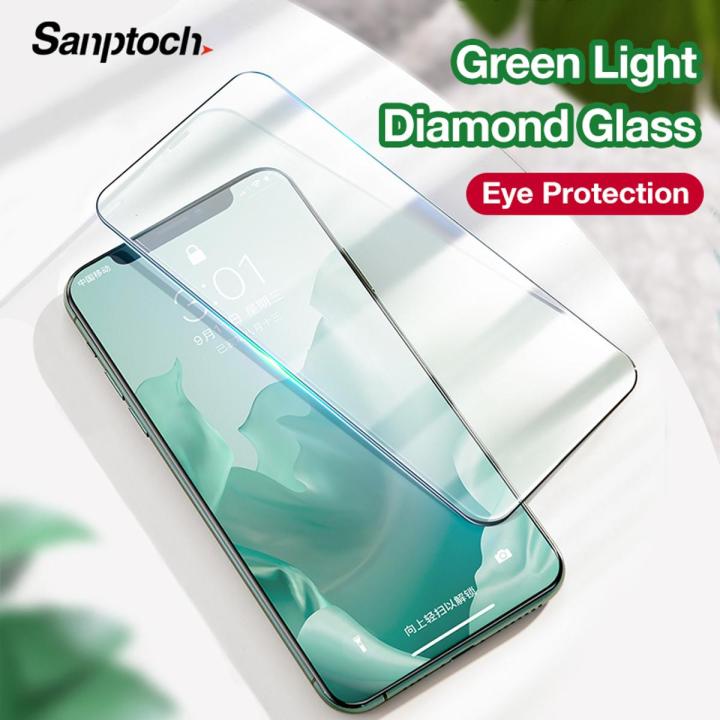 Sanptoch Diamond Screen Protector Tempered Glass For iPhone 11 / 12 / 13 Pro Max XR X Xs Max 6 6s 7 8 Plus SE 2020 Full Cover Glass Protective Eyes Film