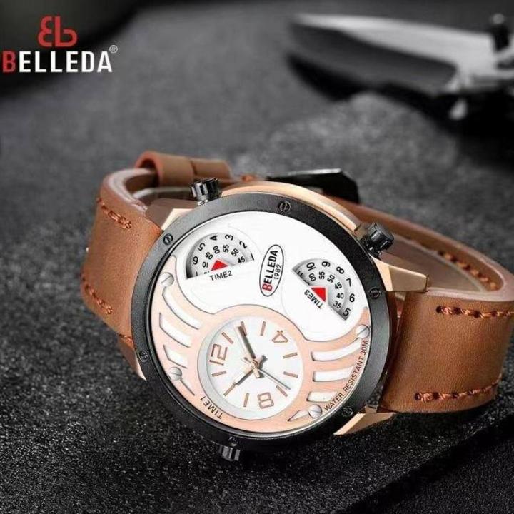 BELLEDA Luxury Brand Analog Quartz Time Leather Straps Quartz Wrist ...