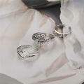 Vintage Hip Pop Butterfly Heart Ring Set for Women Silver Color Plated Mermaid Charm Opening Adjustable Rings Finger Jewelry. 