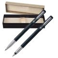 Parker Vector Silver Metallic Fountain Pen and Rollerball Pen Set. 