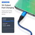 TOPK Fast Charging Cable 3 in 1 Nylon Braided Micro USB An24 1.2mtr. 