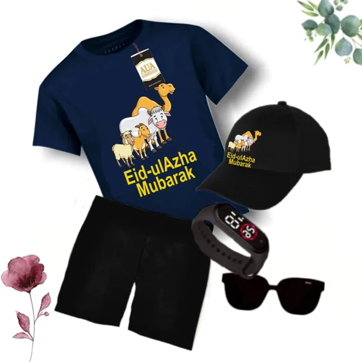 "Eid-ul-Adha%20Kids%20Collection:%20Bundle%20of%205%20in%20Cotton%20Jersey%20-%20T-shirt,%20Shorts,%20Cap,%20Glasses%20&%20Watch!"%20-%20Image%204