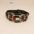 Palestine Bracelet Charm Handmade Palestine Flag Symbol Pattern Glass Beads Leather Bracelets Bangles For Men Women Jewelry. 