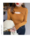 Yfashion Women Half Turtleneck Sweater Knitted Bottoming Shirt  Fit Solid Color Long Sleeves Tops color. 