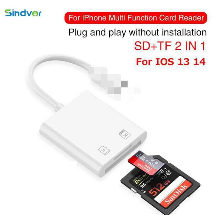 For iPhone Multi Card Reader for Lightning SD TF Memory Card Reader Support IOS13 14 For Huawei USB Type C Adapter Cardreader