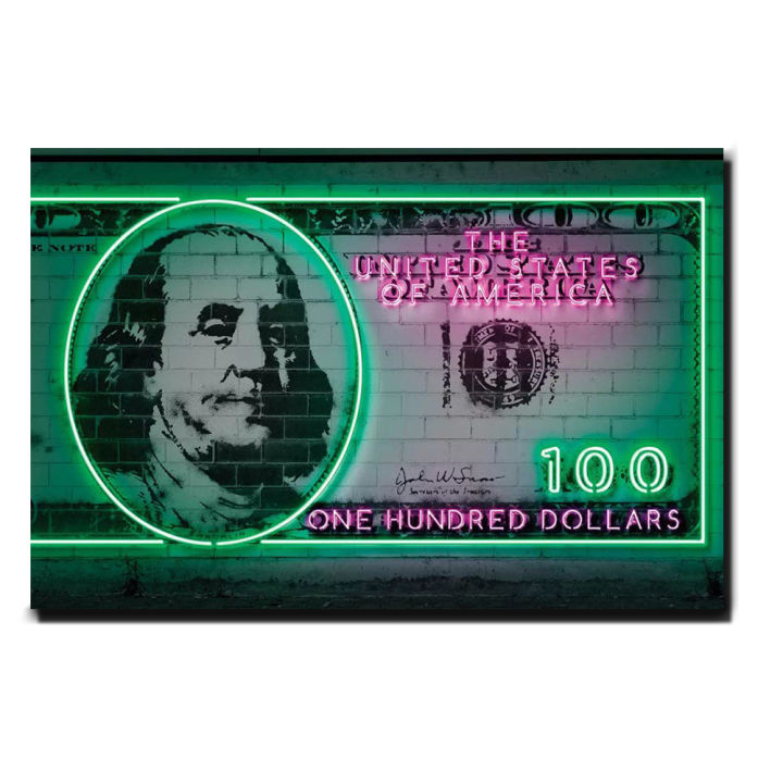One Hundred Dollars Canvas Art Prints Money Never Sleeps Inspiring Wall Paintings Graffiti Posters Pictures Home Decor Cuadros